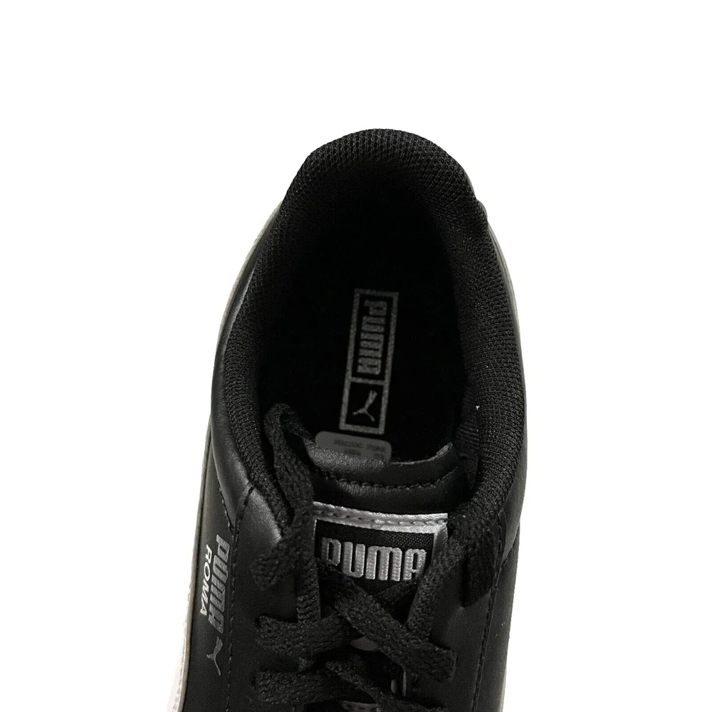 Puma Roma Mens Youth Boys Low Top Sneakers Size 7 Black-White Lace‎ Up Shoes